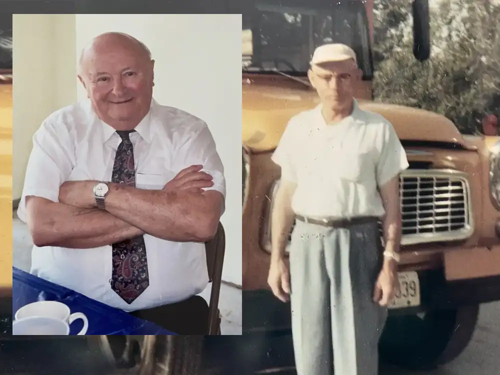 Two photos of John Wyshinski - younger and older